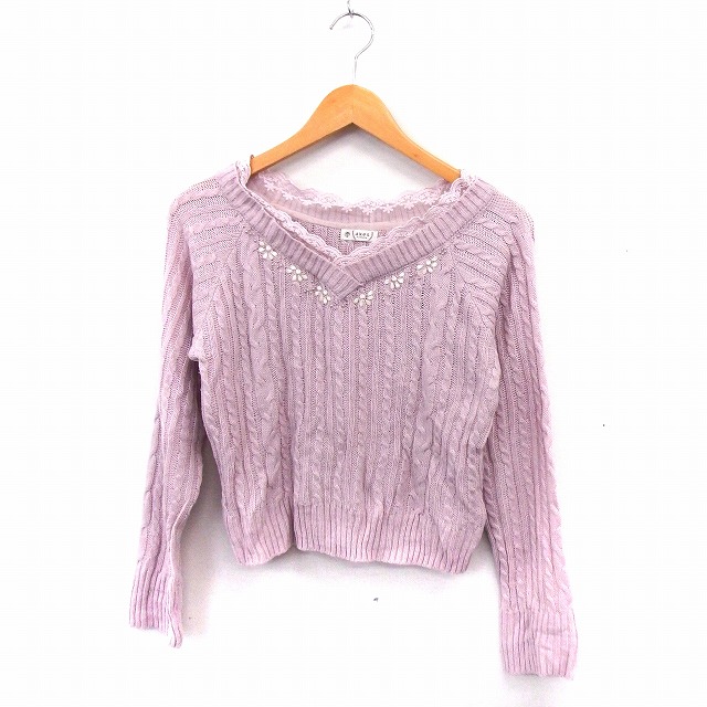 アクシーズファム Axes Femme ニット セーター Vネック ケーブルニット レース 長袖 M ピンク St39 レディース 172 ベクトルパーク アクシーズファム Axes Femme ニット セーター Vネック ケーブルニット レース 長袖 M ピンク St39 レディース 172 ベクトルパーク