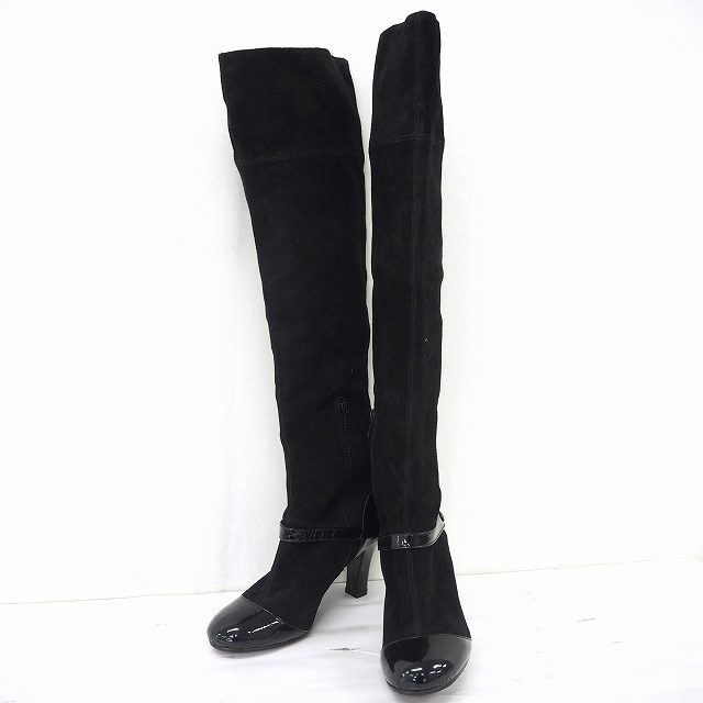 ジルスチュアート Jill Stuart 靴 シューズ ブーツ ニーハイ ラウンドトゥ チャンキーヒール ハイヒール エナメル スエード 24 ブラック 黒 Mt4 レディース 172 ベクトルパーク