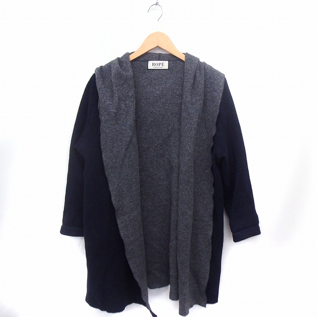 ロペ Rope コーディガン カーディガン ニット アウター トッパー フード 長袖 ロング ウール M ネイビー 紺 Ft3 レディース 172 ベクトルパーク