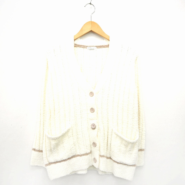 アースミュージック エコロジー Earth Music Ecology カーディガン ニット ライン もこもこ Vネック 長袖 F アイボリー ブラウン 茶 Mt レディース 172 ベクトルパーク