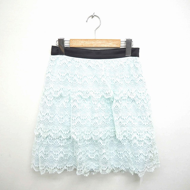 シンシアローリー Cynthia Rowley タグ付き スカート 台形 レース ひざ丈 サイドジップ 2 薄緑 ミントグリーン Tt13 レディース 172 ベクトルパーク