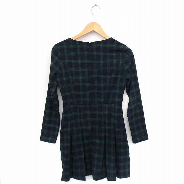 トランテアン ソン ドゥ モード 31 Sons De Mode ワンピース チェック フレア 丸首 長袖 ひざ丈 36 グリーン 緑 Ft30 レディース 172 ベクトルパーク