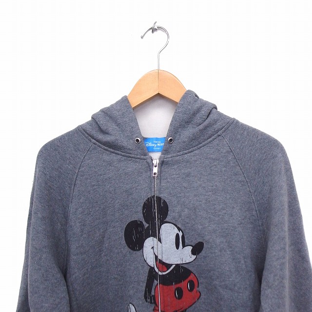 ディズニー Disney Tokyo Disney Resort パーカー ミッキーマウス 耳付き フード 長袖 コットン 綿 L グレー Ft9 メンズ 172 ベクトルパーク