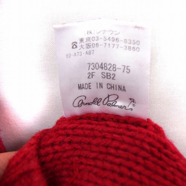 アーノルドパーマー Arnold Palmer ワンピース ニット ケーブル編み 丸首 長袖 ひざ丈 ウール 2 レッド 赤 Ft48 レディース 172 ベクトルパーク