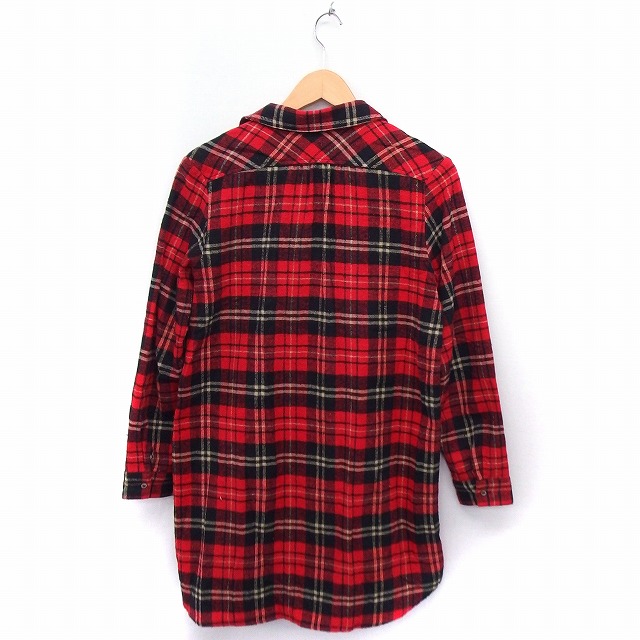 シャンブルドゥシャーム Chambre De Charme ワンピース チェック シャツ 長袖 ひざ丈 コットン 綿 F レッド 赤 Ft24 レディース 172 ベクトルパーク