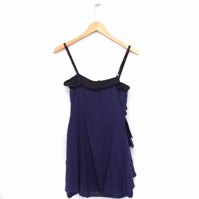 グレースコンチネンタル Grace Continental ワンピース キャミワンピース ドレス リボン ノースリーブ ひざ丈 シルク 36 ネイビー 紺 Ft16 レディース 172 ベクトルパーク