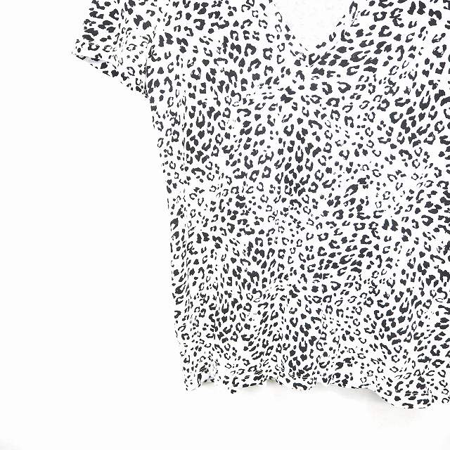 ザラ Zara Tシャツ カットソー レオパード ヒョウ柄 Vネック 半袖 コットン 綿 S ホワイト ブラック 白 黒 Mt32 レディース 172 ベクトルパーク
