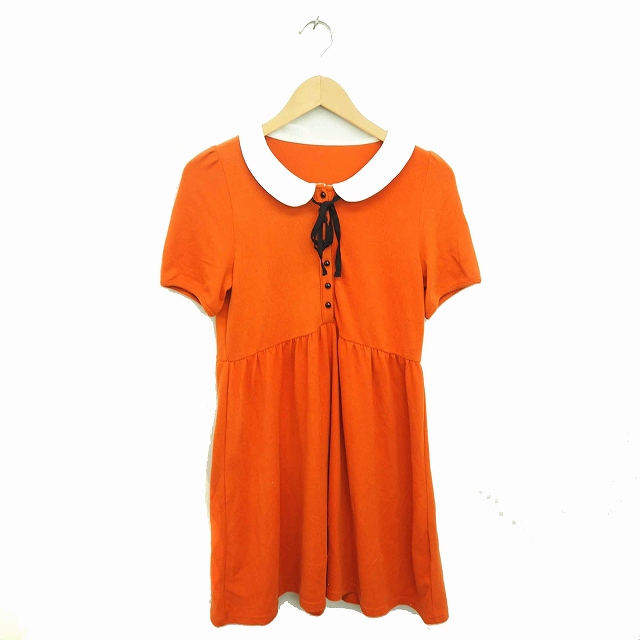 チュウ Chu Xxx ワンピース 膝下丈 ラウンドカラー ハーフボタン リボン 半袖 L オレンジ Tt16 レディース 172 ベクトルパーク