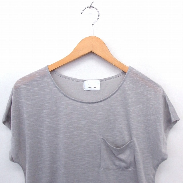 エゴイスト Egoist Tシャツ カットソー 胸ポケット 丸首 フレンチスリーブ グレー 灰 Ft8 レディース 172 ベクトルパーク