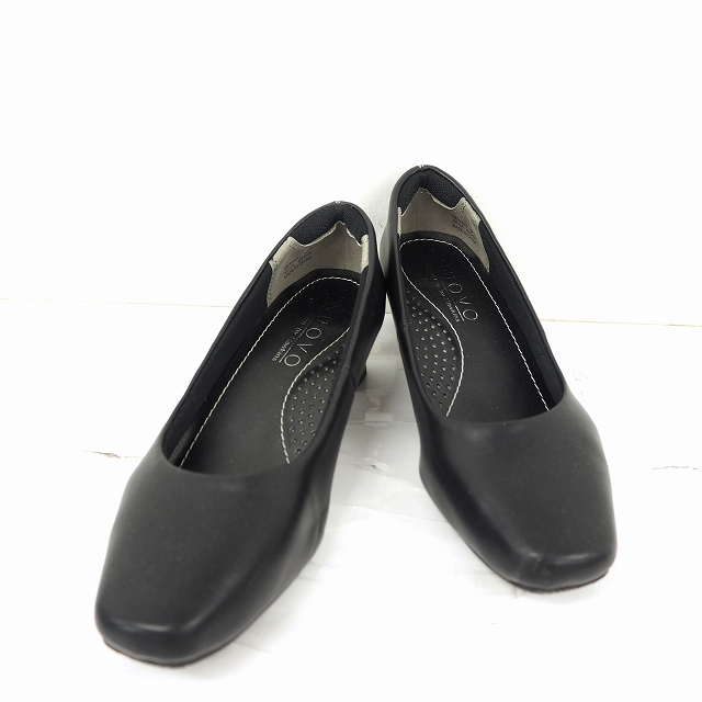 ヌオーヴォ Nuovo パンプス 靴 無地 シンプル チャンキーヒール スクエアトゥ スムース調 22 5 ブラック 黒 Mt8 レディース 172 ベクトルパーク