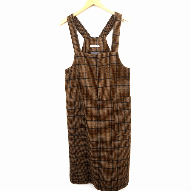 未使用品 ダブルクローゼット W Closet タグ付き ワンピース 千鳥柄 ロング丈 スクエアネック ノースリーブ 袖なし F ブラウン ブラック 茶 黒 Mt24 レディース 172 ベクトルパーク
