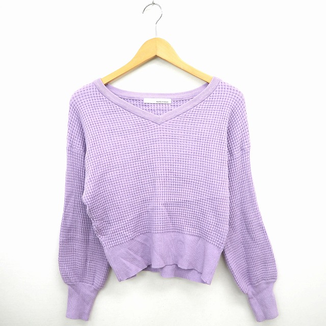 ミスティウーマン Mysty Woman ニット セーター リブ 無地 Vネック 長袖 F パープル 紫 Mt30 レディース 172 ベクトルパーク