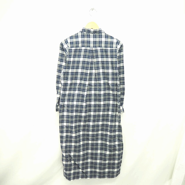 シンプリシテェ Simplicite ワンピース シャツ ロング チェック 比翼仕立て 綿 コットン 長袖 ネイビー グレー 紺 灰 Tt24 レディース 172 ベクトルパーク