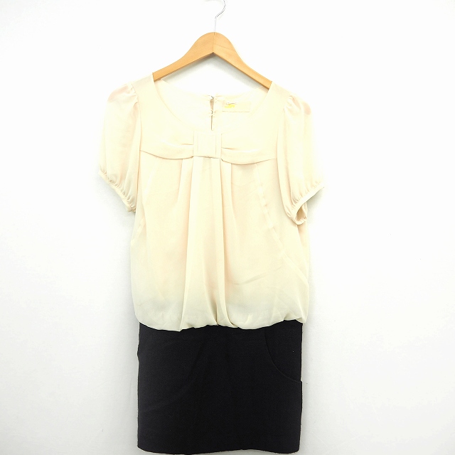 Ray BEAMS レイビームス 半袖リボンワンピース Ray BEAMS（レイ ビームス）RBS &frasl; フロント タック バック リボン