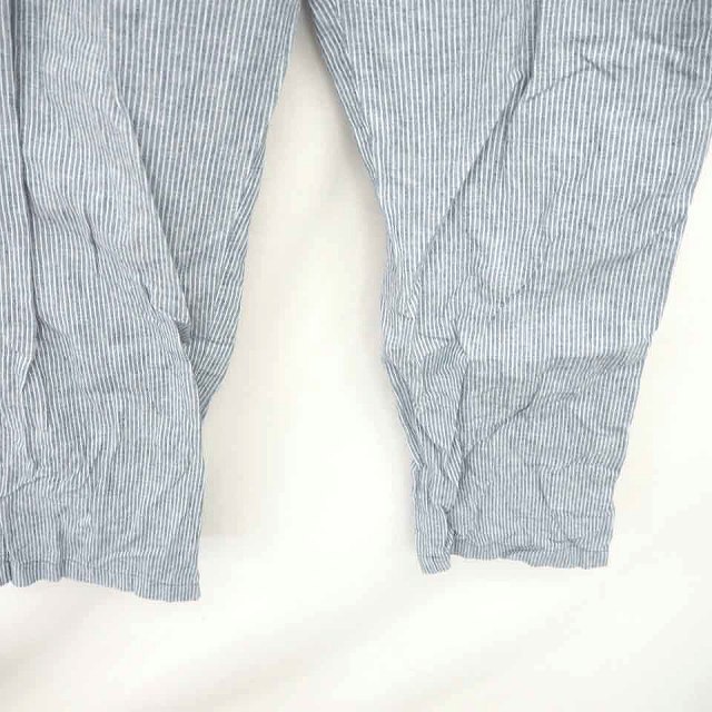ユニクロ Uniqlo パンツ カジュアル ストライプ ストレート 麻 リネン 薄手 M 紺 白 ネイビー ホワイト Tt35 メンズ 172 ベクトルパーク