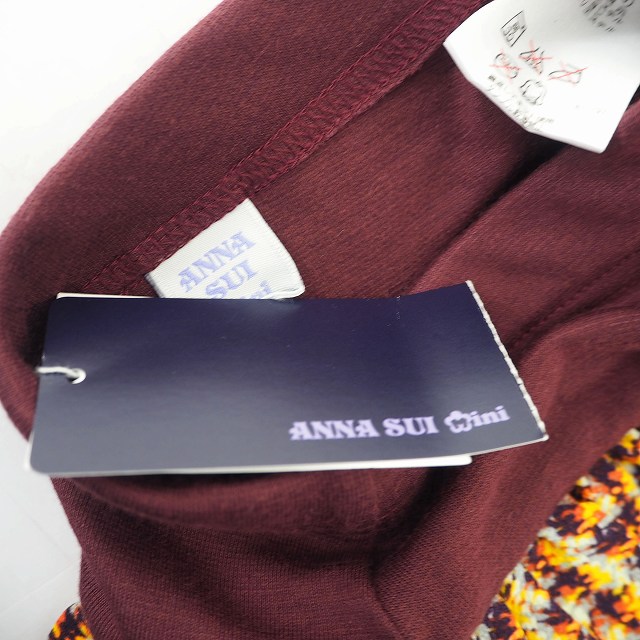 未使用品 アナスイ Anna Sui タグ付き 子供服 キュロット ボトムス フレア 総柄 100 オレンジ ワインレッド 赤紫 Mt17 キッズ 172 ベクトルパーク