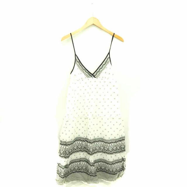 コムサイズム Comme Ca Ism ワンピース キャミワンピ ロング 総柄 プルオーバー ノースリーブ F アイボリー ブラック 白 黒 Tt29 レディース 172 ベクトルパーク