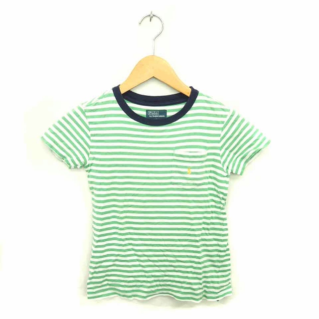 ポロ バイ ラルフローレン Polo By Ralph Lauren 子供服 国内正規品 Tシャツ カットソー 丸首 ロゴ刺繍 ボーダー 半袖 6 1 緑 白 グリーン ホワイト Tt28 キッズ 172 ベクトルパーク