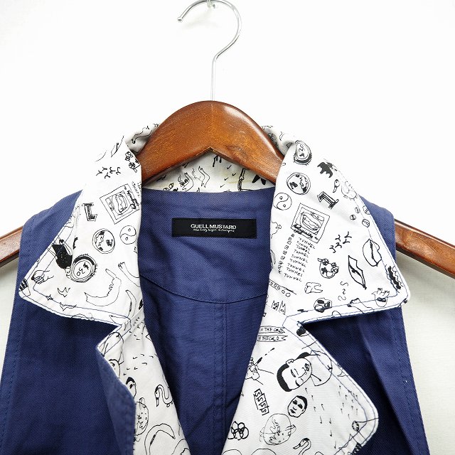 グエルマスタード Guell Mustard ベスト イラスト 袖なし ノースリーブ コットン 綿 ブルー 青 Mt37 メンズ 172 ベクトルパーク