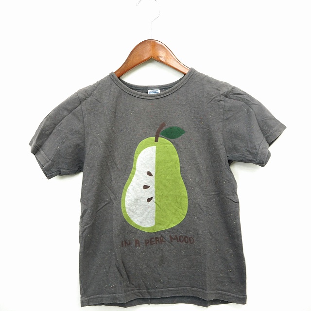 ビールーム B Room 子供服 Tシャツ カットソー 洋梨 総柄 丸首 半袖 コットン 綿 130 ダークグレー ライトグリーン 黄緑 Mt40 キッズ 172 902103100017 ベクトルパーク