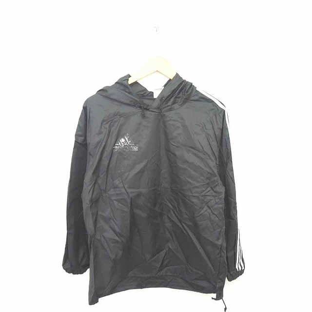 アディダス Adidas 国内正規品 子供服 パーカー プルオーバー ナイロン ロゴ ライン 薄手 長袖 160 黒 白 ブラック ホワイト Tt36 キッズ 172 ベクトルパーク