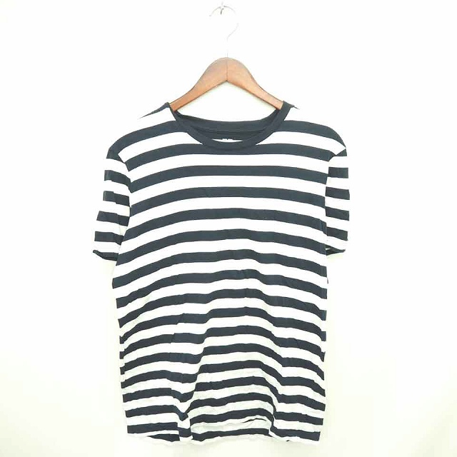 ユニクロ Uniqlo Tシャツ カットソー 丸首 ボーダー 綿 コットン 半袖 L アイボリー ネイビー 白 紺 Tt29 メンズ 172 ベクトルパーク