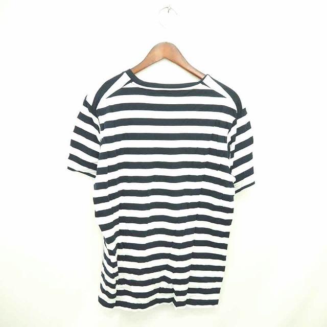 ユニクロ Uniqlo Tシャツ カットソー 丸首 ボーダー 綿 コットン 半袖 L アイボリー ネイビー 白 紺 Tt29 メンズ 172 ベクトルパーク