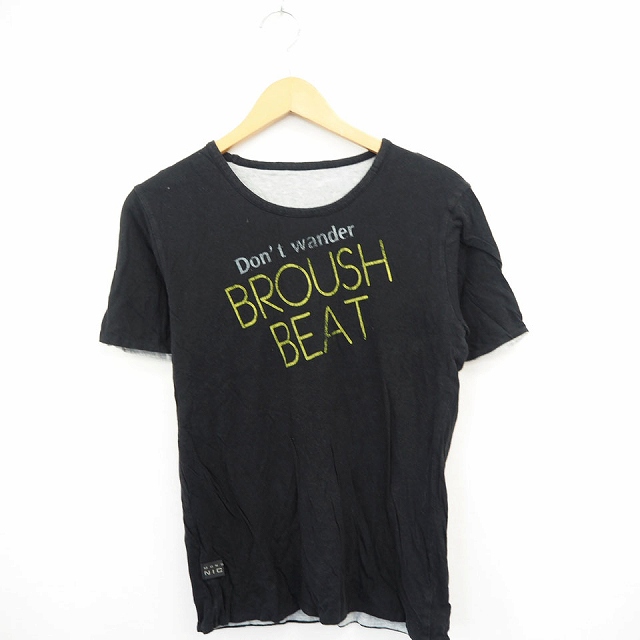 ムッシュニコル Monsieur Nicole Tシャツ カットソー 文字プリント 英字 丸首 半袖 ブラック グレー 黒 灰 Mt15 レディース 172 ベクトルパーク