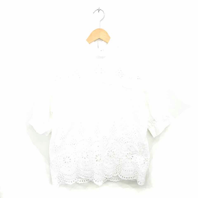 ザラウーマン Zara Woman チュニック ワンピース プルオーバー 刺繍 総柄 ハイネック 五分袖 Xs 白 ホワイト Tt18 レディース 172 ベクトルパーク
