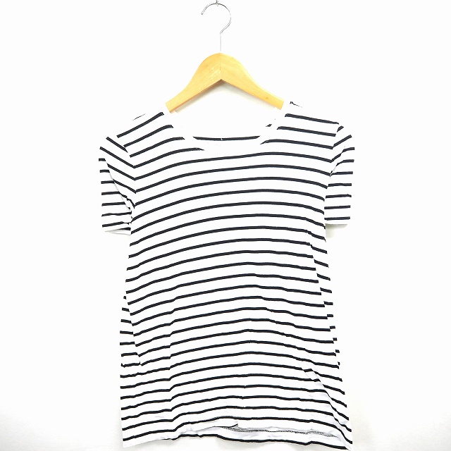 無印良品 良品計画 Tシャツ カットソー ボーダー 丸首 半袖 コットン 綿 L ブラック ホワイト 黒 白 Mt45 レディース 172 ベクトルパーク