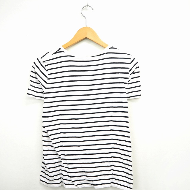 無印良品 良品計画 Tシャツ カットソー ボーダー 丸首 半袖 コットン 綿 L ブラック ホワイト 黒 白 Mt45 レディース 172 ベクトルパーク