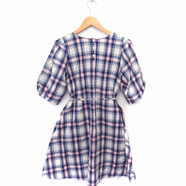 Crisp ワンピース チェック 丸首 五分袖 ひざ丈 コットン 綿 M ブルー 青 ホワイト 白 Ft19 レディース 172 ベクトルパーク Crisp ワンピース チェック 丸首 五分袖 ひざ丈 コットン 綿 M ブルー 青 ホワイト 白 Ft19 レディース 172 ベクトルパーク