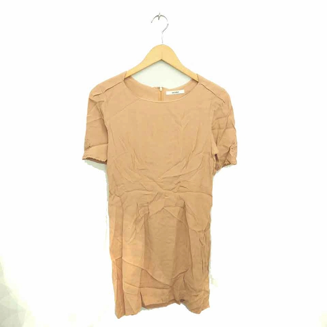 スナイデル Snidel ワンピース ひざ丈 ボートネック プルオーバー 薄手 刺繍 半袖 0 ベージュ 茶 Tt7 レディース 172 ベクトルパーク