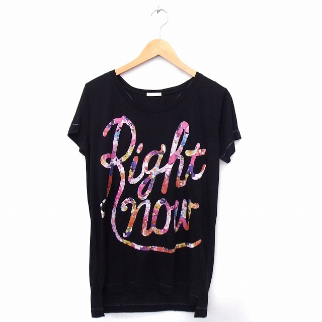 ジーユー Gu Tシャツ カットソー プリント 丸首 半袖 S ブラック 黒 Ft24 レディース 172 ベクトルパーク