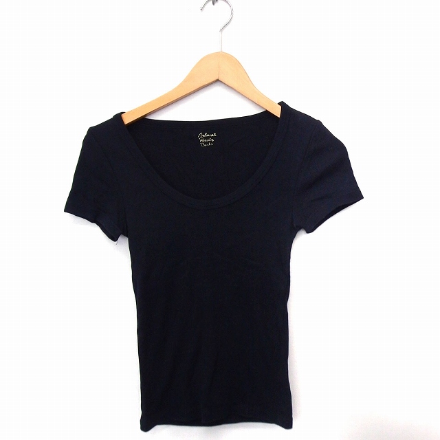 ナチュラルビューティーベーシック Natural Beauty Basic Tシャツ カットソー Uネック 半袖 無地 シンプル 綿 M ブラック 黒 Ft43 レディース 172 ベクトルパーク