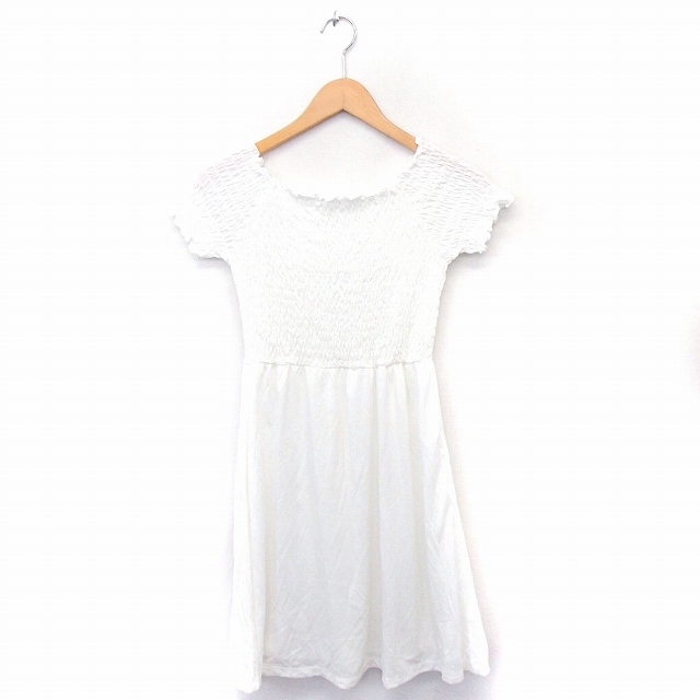 ジーユー Gu ワンピース シャーリング 無地 半袖 ひざ丈 M ホワイト 白 Ft45 レディース 172 ベクトルパーク