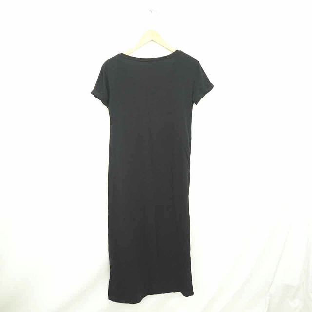 ユニクロ Uniqlo ワンピース ロング 丸首 プルオーバー 無地 シンプル 綿 コットン 半袖 L 黒 ブラック Tt38 レディース 172 ベクトルパーク