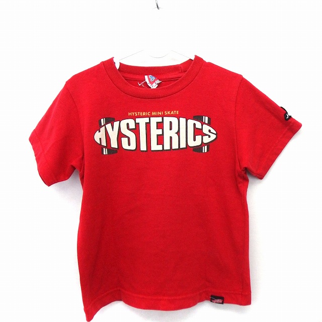 ヒステリックミニ Hysteric MINI 子供服 Tシャツ カットソー ロゴ プリント 丸首 半袖 コットン 綿 110 レッド 赤 /FT49  キッズ