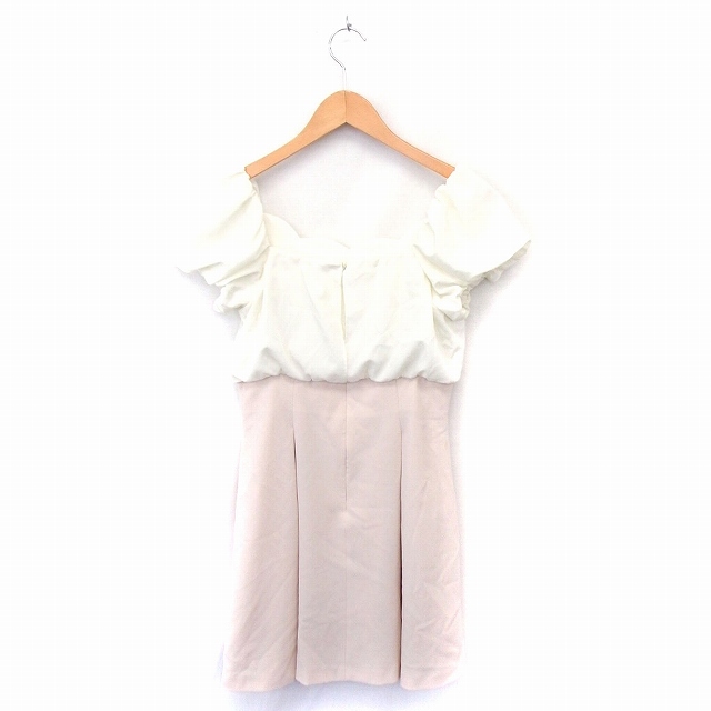 ミーア Miia ワンピース 切替 パフスリーブ スカラップ ひざ丈 F ホワイト 白 ピンク Ft4 レディース 172 ベクトルパーク