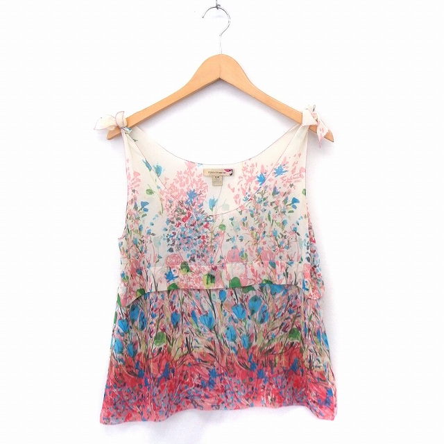 フォーエバー21 Forever21 シャツ ブラウス 花柄 肩結び 透け感 ノースリーブ Uネック S P ベージュ Ft35 レディース 172 ベクトルパーク