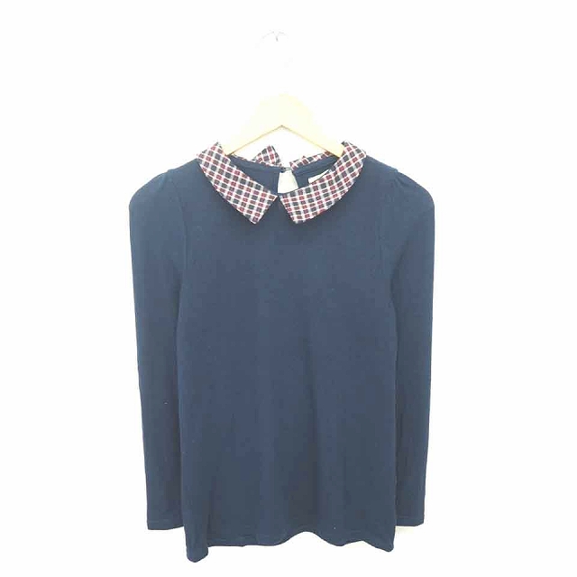 オンザカウチ On The Couch ニット セーター 襟付き チェック 薄手 長袖 F 紺 赤 ネイビー レッド Tt6 レディース 172 ベクトルパーク