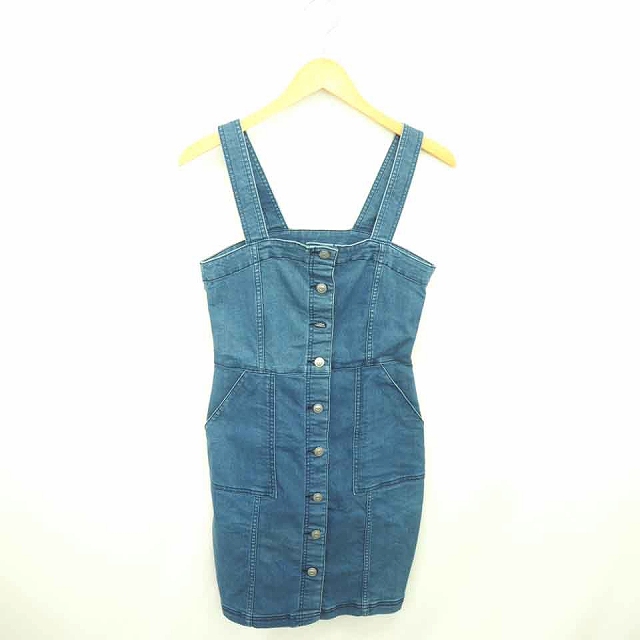 エイチ エム H M Divided ワンピース 膝下丈 デニム 前開き ウォッシュ加工 ノースリーブ 10 紺 インディゴ Tt17 レディース 172 ベクトルパーク
