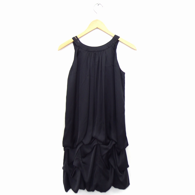 ドゥアルシーヴ Doux Archives ワンピース フォーマル ドレス ビーズ装飾 ドレープ ノースリーブ ひざ丈 ブラック 黒 Ft24 レディース 172 ベクトルパーク