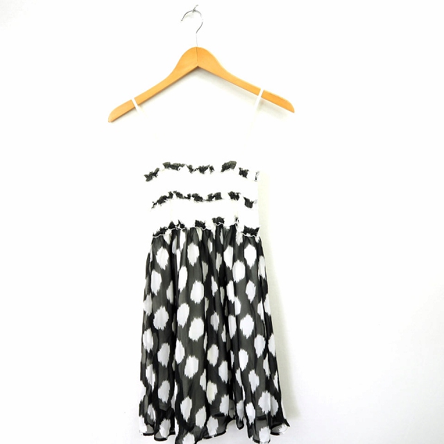 デュラス Duras ワンピース 総柄 ひざ丈 袖なし ノースリーブ F ブラック オフホワイト 黒 Mt2 レディース 172 ベクトルパーク