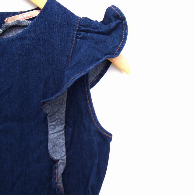 ダズリン Dazzlin ワンピース デニム フリル カットオフ 丸首 ノースリーブ ミニ M インディゴ 紺 Ft40 レディース 172 ベクトルパーク