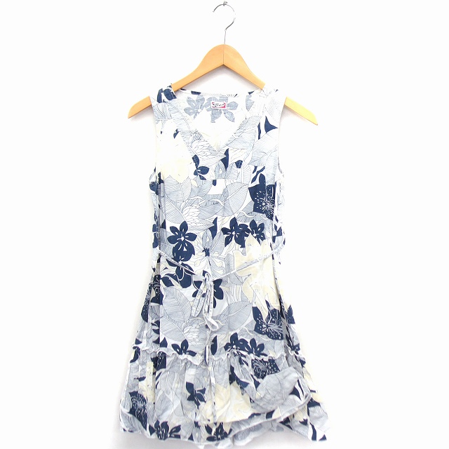 ビームスボーイ Beams Boy ワンピース 花柄 Aライン ノースリーブ ひざ丈 コットン 綿 ホワイト 白 ネイビー 紺 Ft35 レディース 172 ベクトルパーク