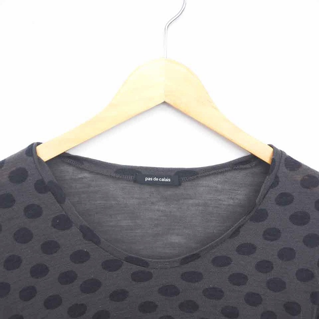 pas de calais ドット柄 ニットカットソー ネイビー パドカレ