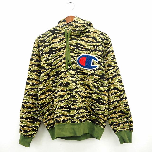 チャンピオン Champion パーカー プルオーバー 迷彩柄風 裏起毛 フード 長袖 コットン 綿 M カーキ ブラック 深緑 黒 Mt12 メンズ 172 902110130114 ベクトルパーク