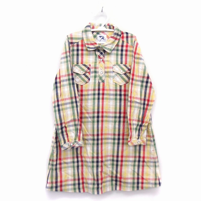 アーノルドパーマー Arnold Palmer 子供服 シャツ ブラウス ワンピース チュニック ミニ 長袖 コットン 綿 チェック 柄 刺繍 ロゴ 1 マルチカラー Ht24 キッズ 172 ベクトルパーク