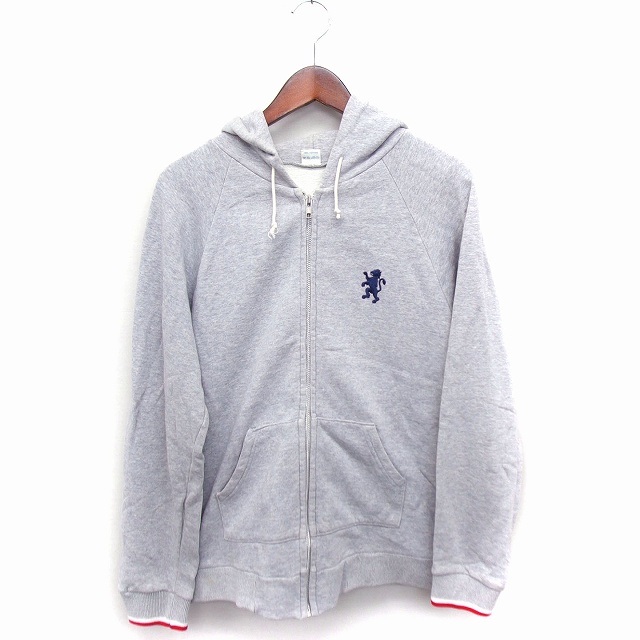 ジムフレックス Gymphlex ジップアップ パーカー フード ロゴ 長袖 ライン コットン 綿 M グレー 灰 Ft2 メンズ 172 ベクトルパーク